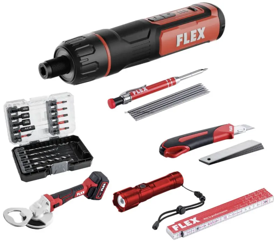 Adventní kalendář 2025 s akumulátorovým šroubovákem 4 V, rozsáhlou sadou bitů a vrtáků a limitovanou edicí ručního příslušenství FLEX